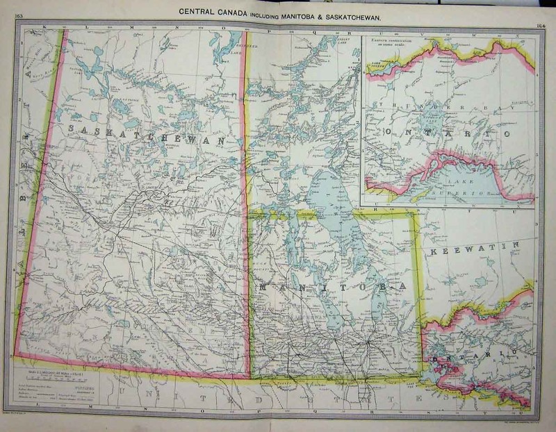 Old Antique Print Map C1880 Canada Manitoba Ontario Saskatchewan Keewatin 19th