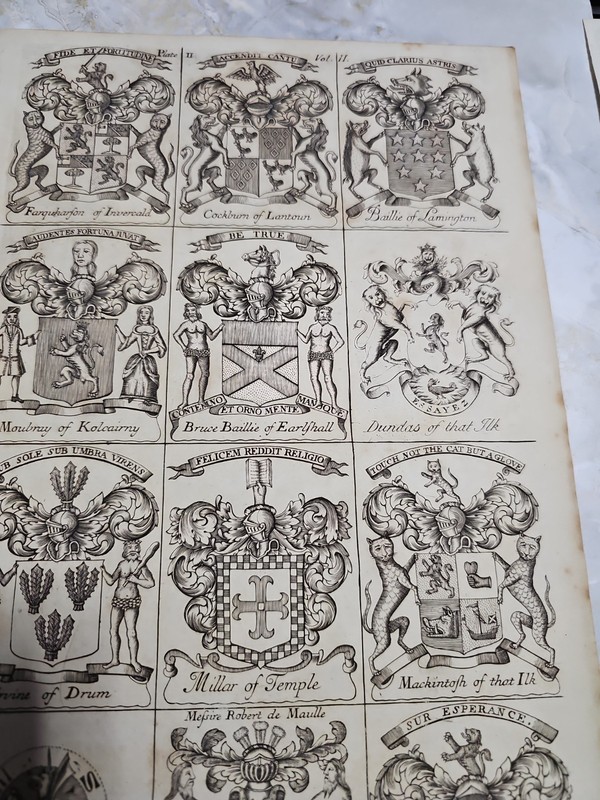 Antique 18thC Scottish Heraldry Engraving Plate II Vol II Coats of Arms Panmure gallery