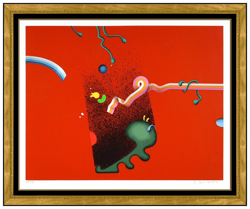 Yankel Ginzburg Original Silkscreen Abstract 7 Abstract Pop Art Signed Framed