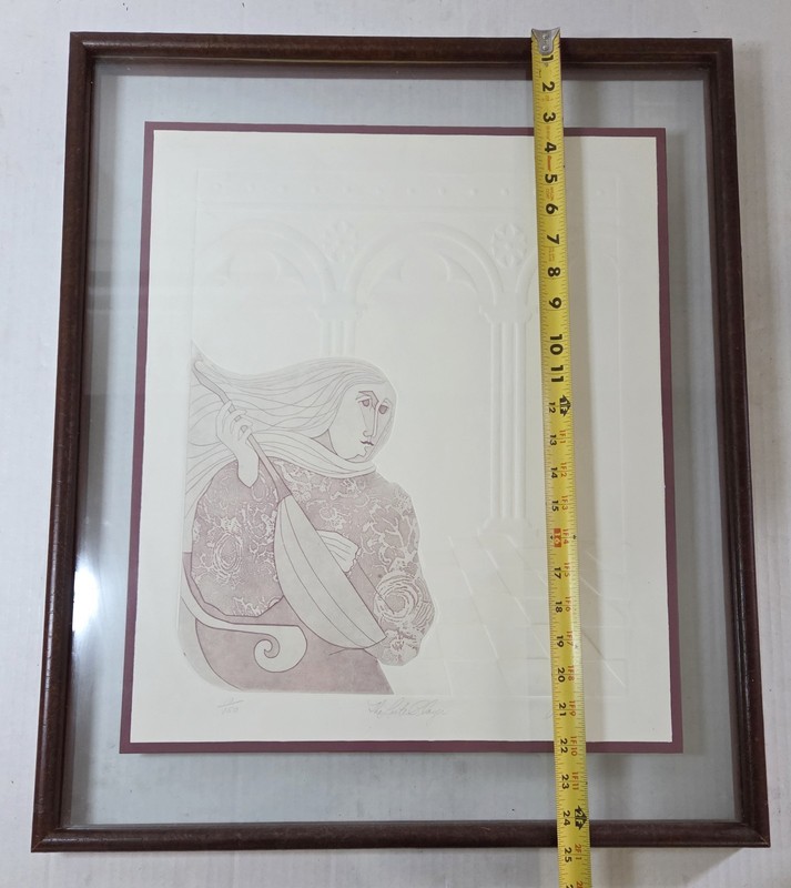 Vtg Signed Alvarez Intaglio Etching Lute Player 10/150 Framed Spanish Art W/ COA gallery