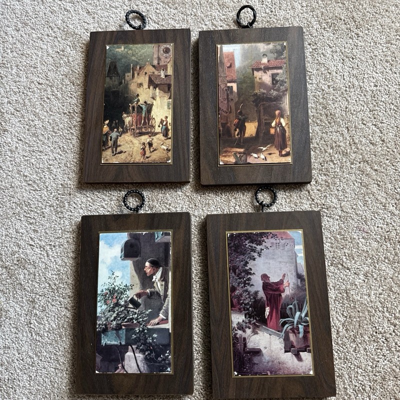 Set Of Four Vintage Painting Reproductions Carl Spitzweg Medieval Germany