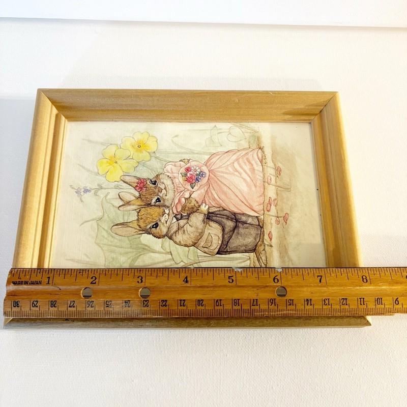 D Esposito Bunny Couple Print Framed 5x7 Easter Nursery Decor Cottagecore gallery