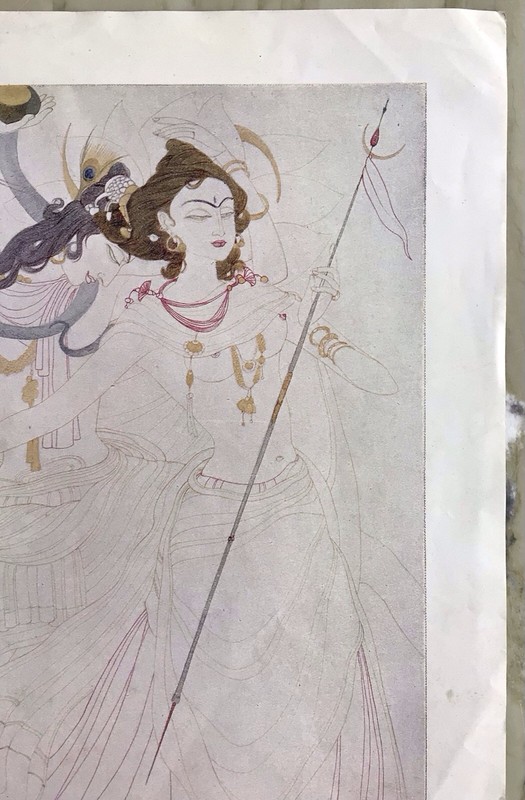 Abdur Rahman Chughtai Block Print Art India Vintage Shiva Parvati Pakistan gallery