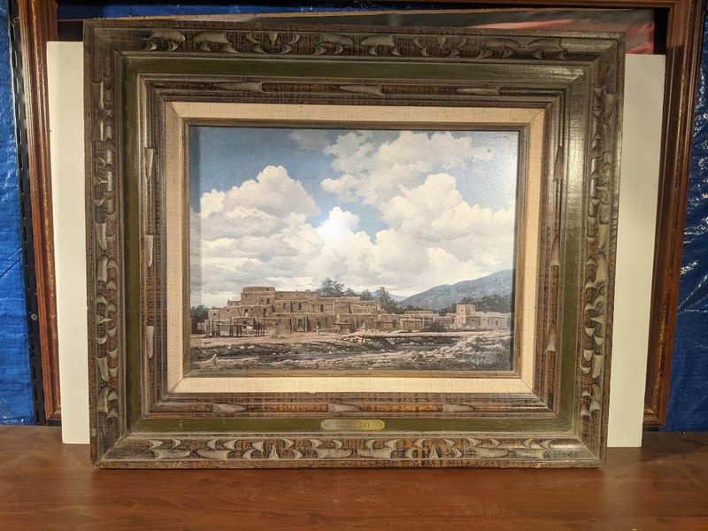 James Fields «Cloudy Day» New Mexico Landscape Matted with hand cut frame