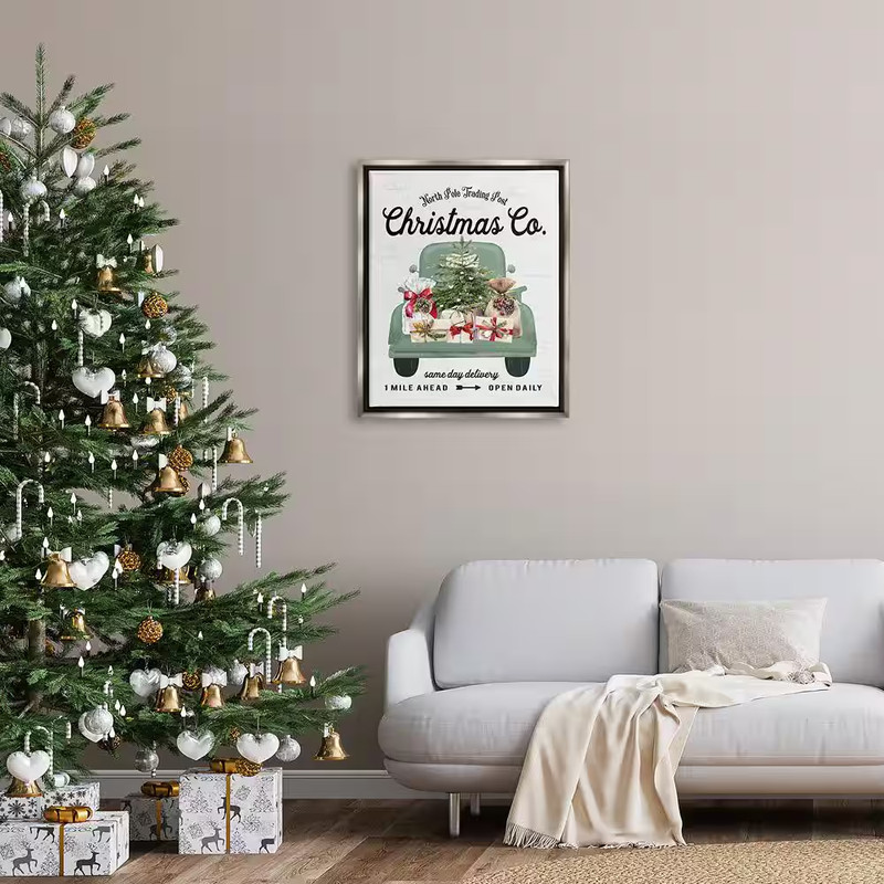 Christma Co Gift Truck by Lettered and Lined 1 Piece Floater Frame Graphic Print gallery