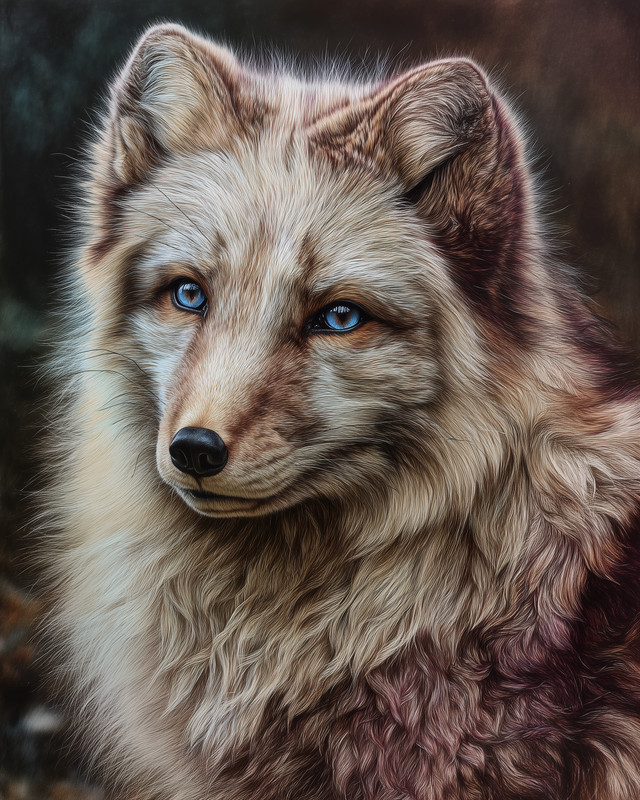 8x10 Gray Wolf close-up portrait - dark forest, thick fur, blue eyes - 154716103