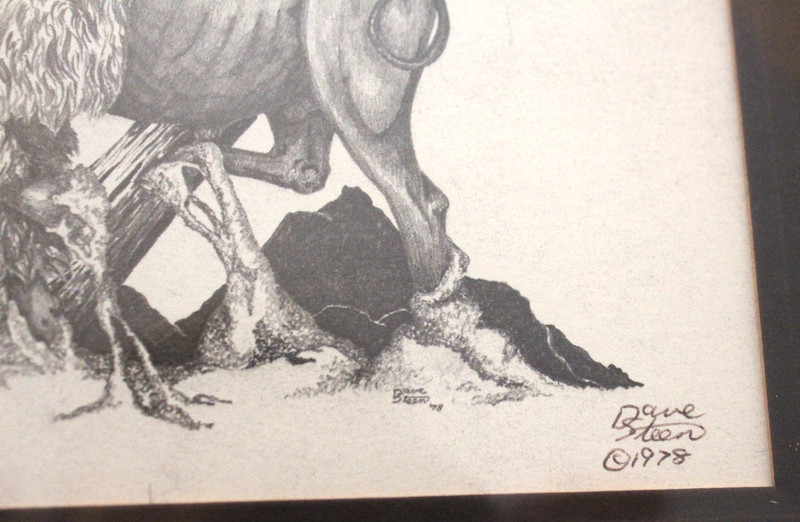 Vtge David M. Steen Buffalo Bison Art Print 10 X 8" Matted 4 1/2 x 6 1/2 Print gallery