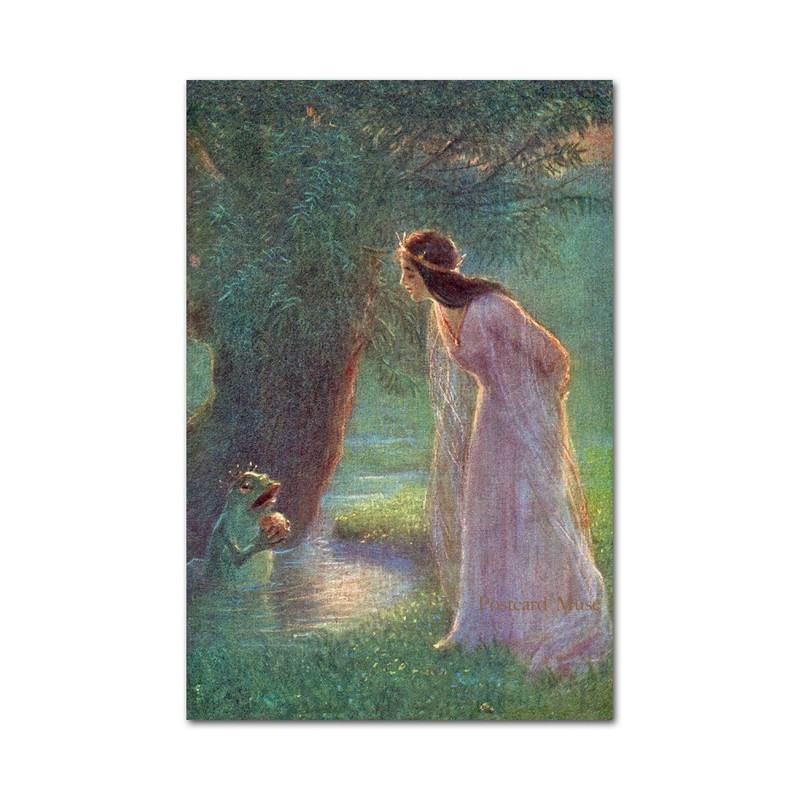 Princess And The Frog Fairy Tale Antique Image 4×6 Art Paper Print