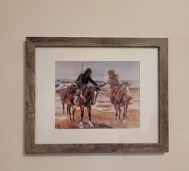 Doubtful Handshake by Charles Marion Russell Print Cowboy and Indian Horseback