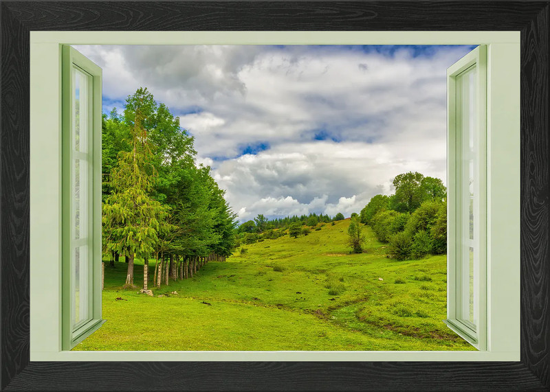 Open window landscape Framed Wall Art Poster Canvas Print Picture