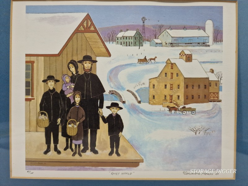 VTG Constantine Kermes 86 Amish Family Print Quiet World 63/200 Framed 14.5x11" gallery