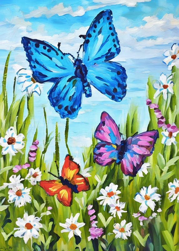 Butterfly Dance2 Art Print of Painting ACEO Mini (2.5″ x 3.5″) Signed by Artist