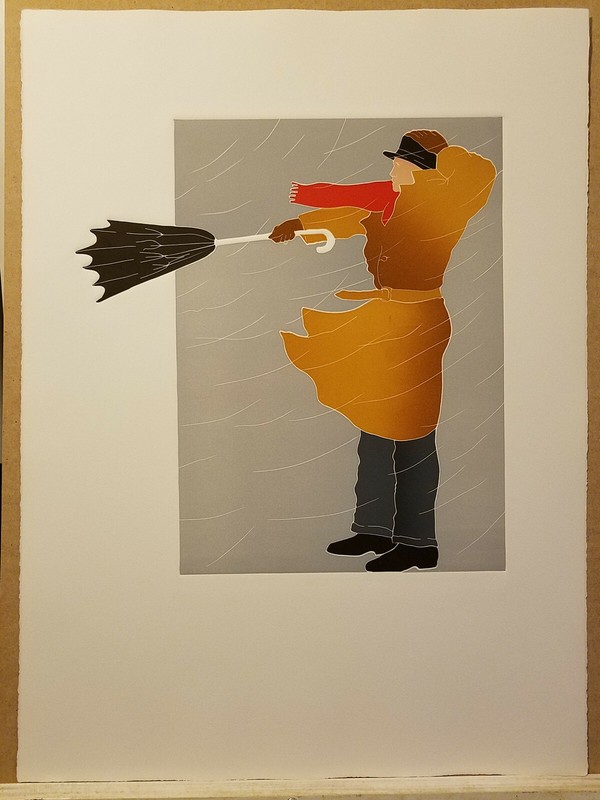 Umbrella! Fella (With Background) by Thom De Jong (70s 80s Dutch NYC Artist) gallery
