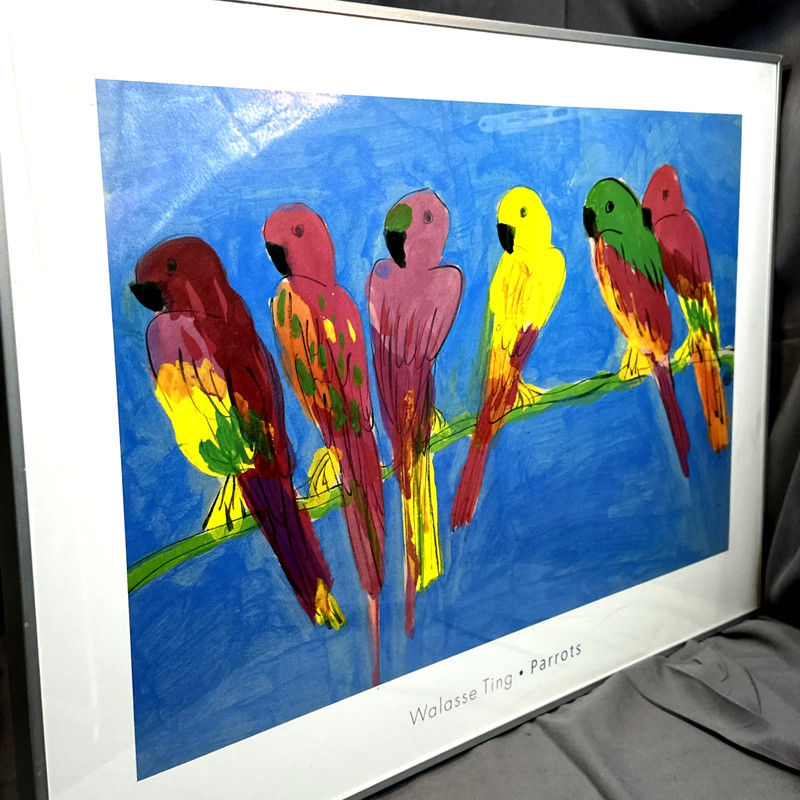 Walasse Ting Parrots 6 Parrots Framed Lithograph Print Poster 27.5"x 19.5" *READ