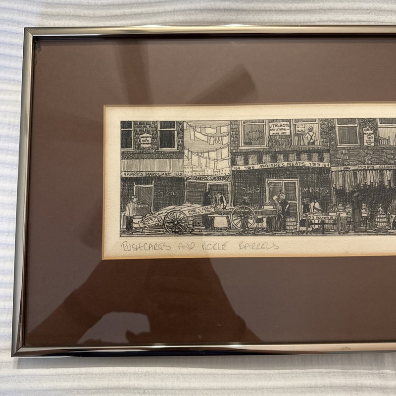 Jonathan Talbot Pushcarts & Pickle Barrels Limited Edition 83/125 Etching Framed gallery