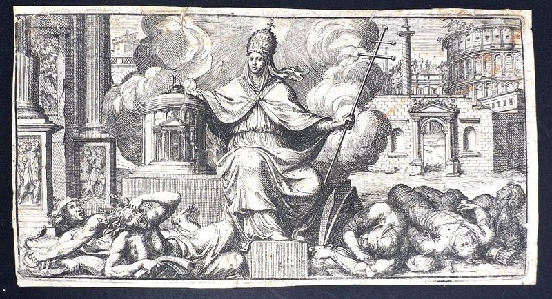 17th Century Etching -Triumph of the Church-attr. Lucas Kilian