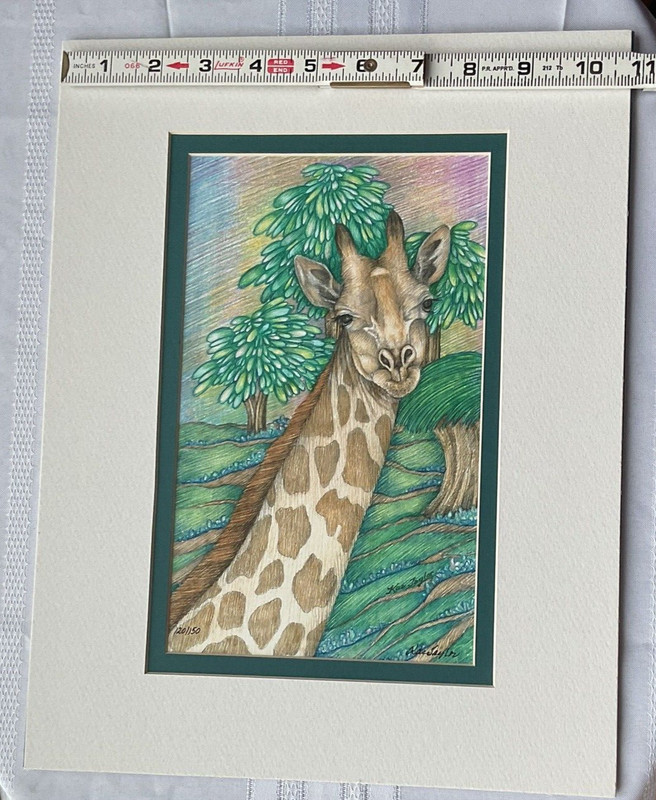 Kae Taylor GIRAFFE Art Print w/ 11"x14" Mat Signed & Numbered #120/150 gallery