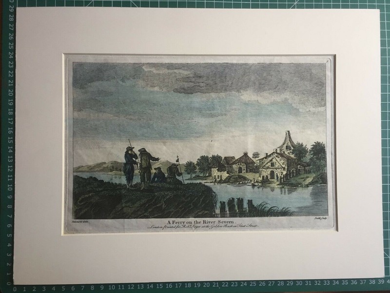 c.1755 Antique Print; A Ferry on the River Severn, by Pillement , Robert Sayer gallery