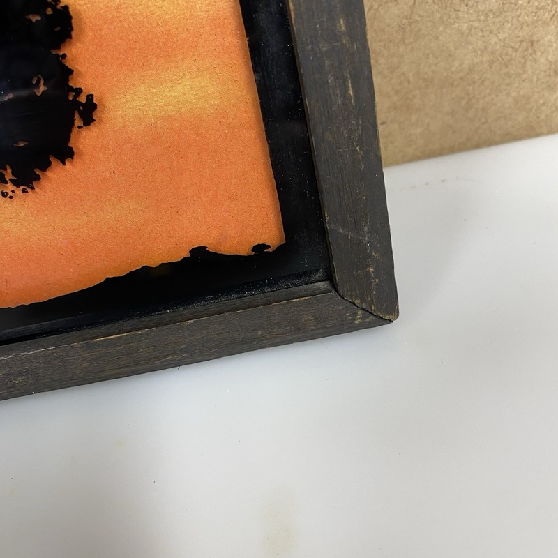 Vintage Framed Tree Silhouette Sunset Reverse Painted Glass Shadowbox 1970s gallery