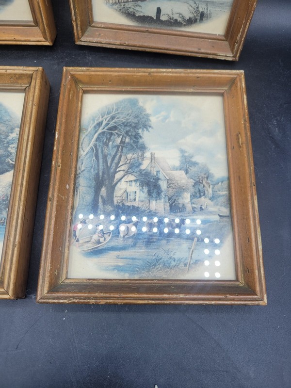 4 Mini Vintage Framed German Countryside Prints Wall Art gallery