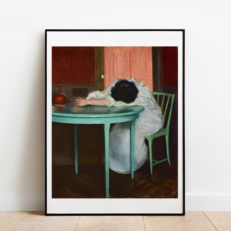 Casas Tired lady sleeping fine art giclee print gallery wall Art poster vintage