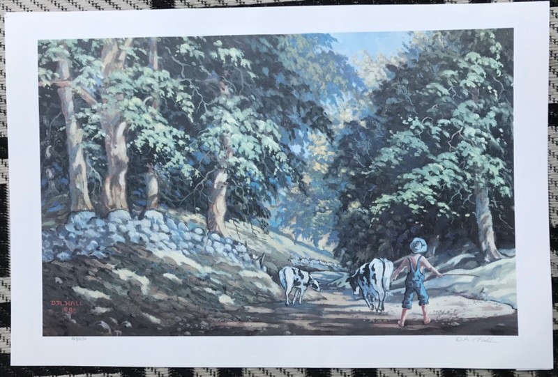 VTG Print by D R HALL~Numbered Signed Limited Print~24”x16”~Blue~Nature~Farm