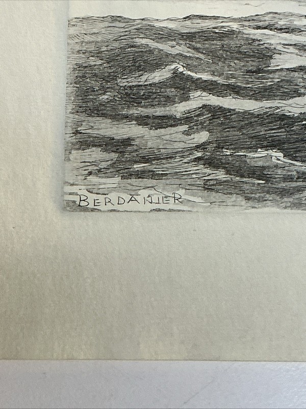B2 Art Paper Etching Print BERDANIER SHIP SQUALL AHEAD RAIN OCEAN SAILING SEA gallery