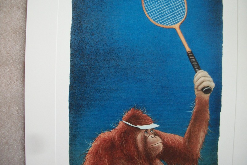 Will Bullas LE Print "tennis, anyone..? No. 248/1000 Ape Playing Tennis Print gallery