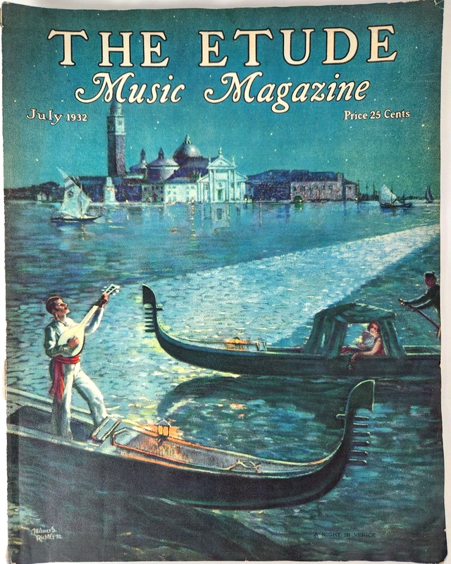 Venice Gondola The Etude Music Magazine Wilmer Richter Vintage 1932 Cover Only