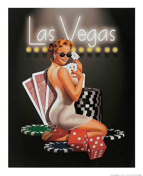 CASINO ART PRINT - LAS VEGAS by Ralph Burch Sexy Girl Poker Chips Cards Poster