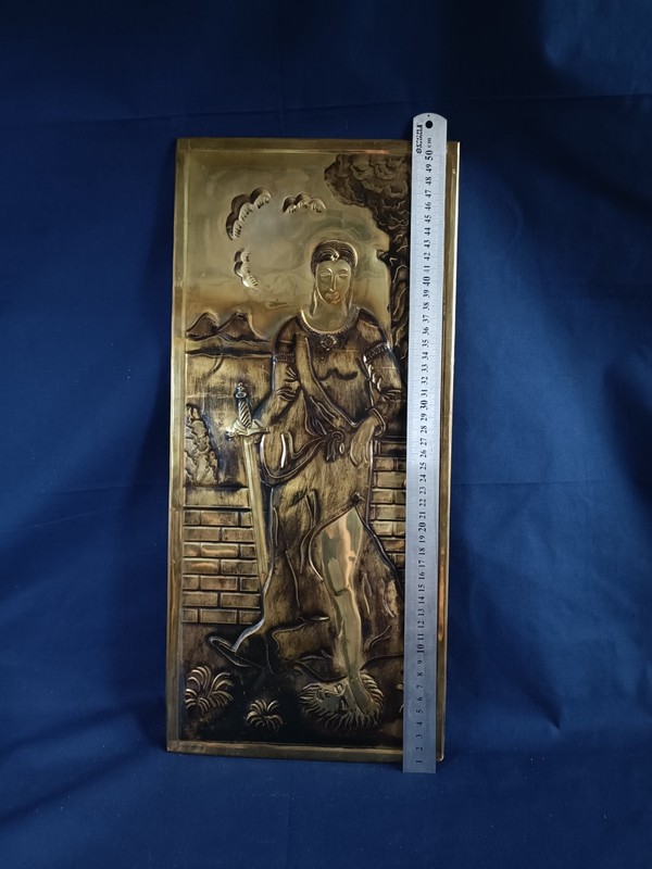 Metal engraving repoussé depicting Judith with the head of Holofernes, 51×23 cm gallery