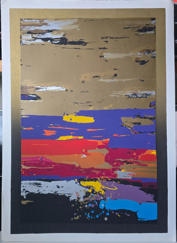 JULIA NINIO VINTAGE ABSTRACT ART SILK SCREEN PRINT LITHOGRAPH ARGENTINA 20×27