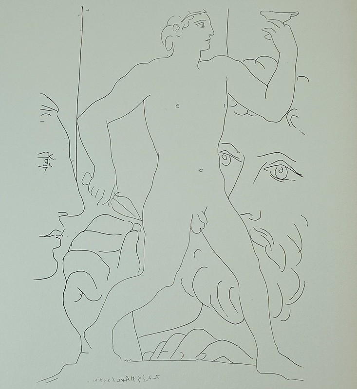 1956 Pablo Picasso Etching Plate Lithograph "Sculpture d'un Jeune Homme... gallery