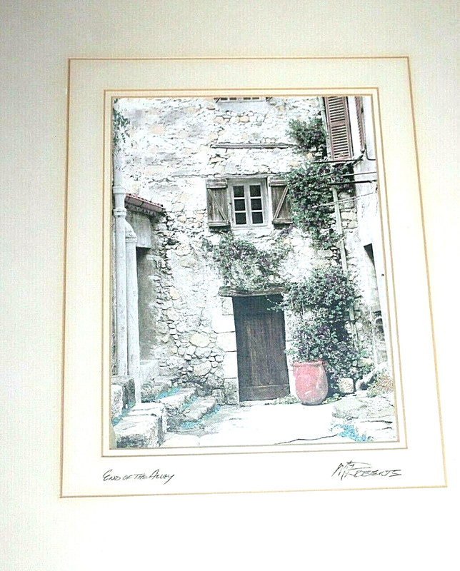 END OF THE ALLEY, MARTIN ROBERTS, ARTIST, SIGNED, WOOD FRAME 16" X 20", MATTE gallery