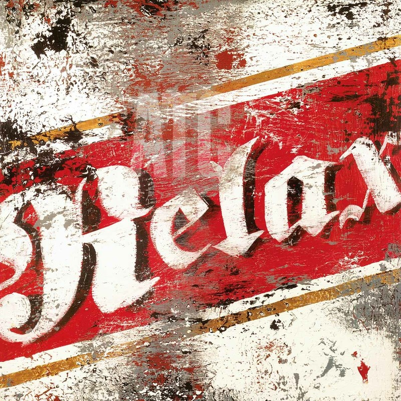 24W»x24H» RELAX by RODNEY WHITE – GRAFFITI RED BLACK WHITE GREY BE HAPPY CANVAS