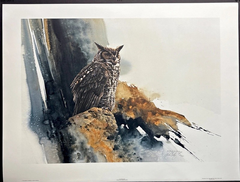 MORTEN SOLBERG RARE “GRAND DUKE” OWL HAND SIGNED LIMITED EDITION MINT LITHOGRAPH