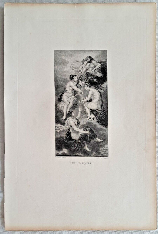 Peter Paul Rubens The Parzen Fates Etching Gabriel 1873