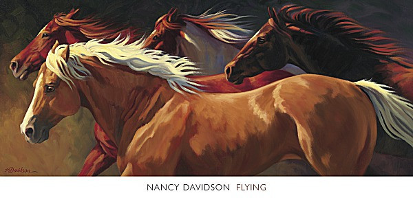 HORSE ART PRINT – Flying by Nancy Davidson 35×17 Western Cowboy Horses Poster