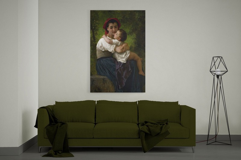 William-Adolphe Bouguereau - The Little Hug - Art Print on Paper or Canvas gallery