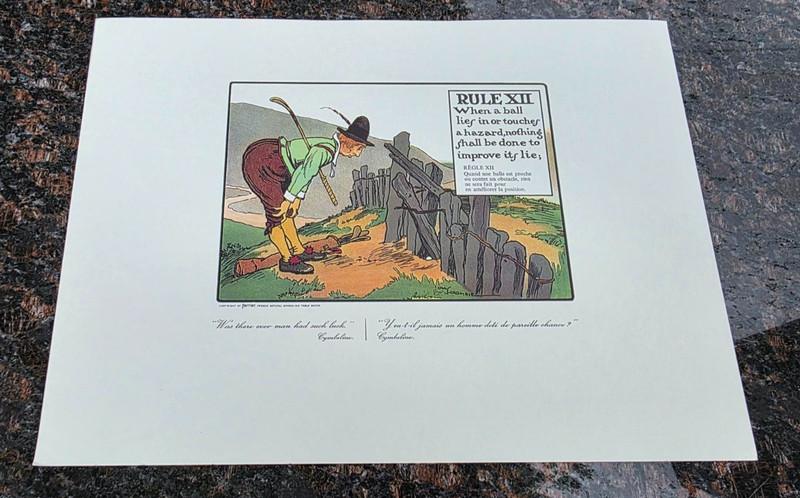 The Rules of Golf Print XII Charles Crombie Perrier circa 1960 Hazard