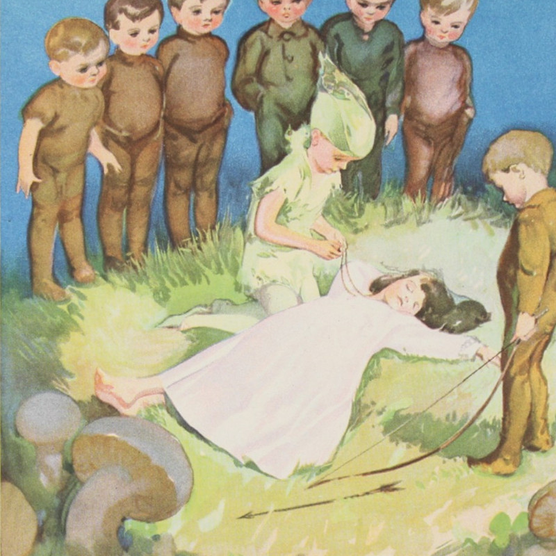 PETER PAN 1931 Bookplate Print Full Color ROY BEST Illustrator LOST BOYS WENDY