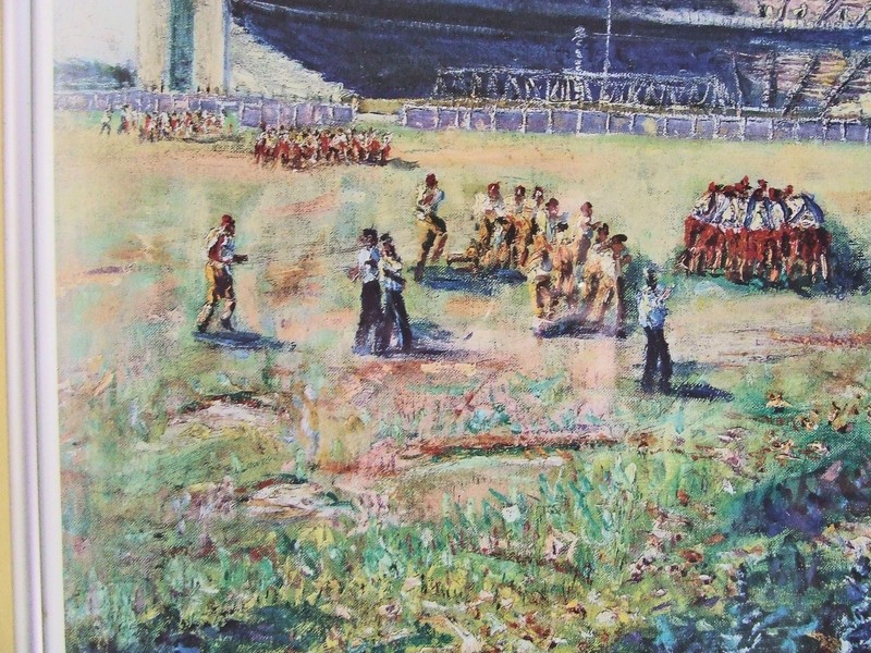 "FOOTBALL PRACTICE" Circa 1956 OHIO STATE / by Emerson C. Burkhart Signed Print gallery