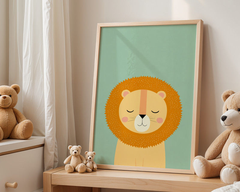 Cute Lion Nursery Wall Art Kids Animal Print Baby Room Decor Gift gallery