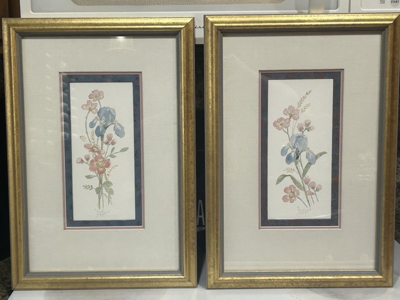 2 Bertrand Watercolor Floral Litho Print•Signed & Numbered•Framed/3D Matted•Mint