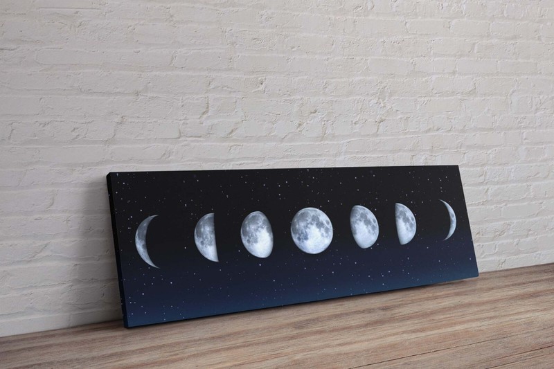 Phases Of The Moon Stars Starry Night Panoramic Canvas Wall Art Picture Print