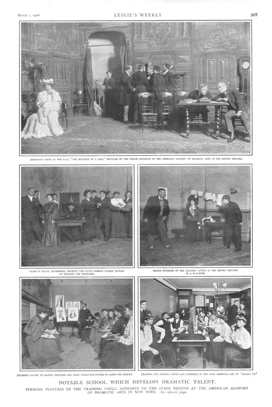 Notable School at the American Academy of Dramatic Arts in New York – 1906