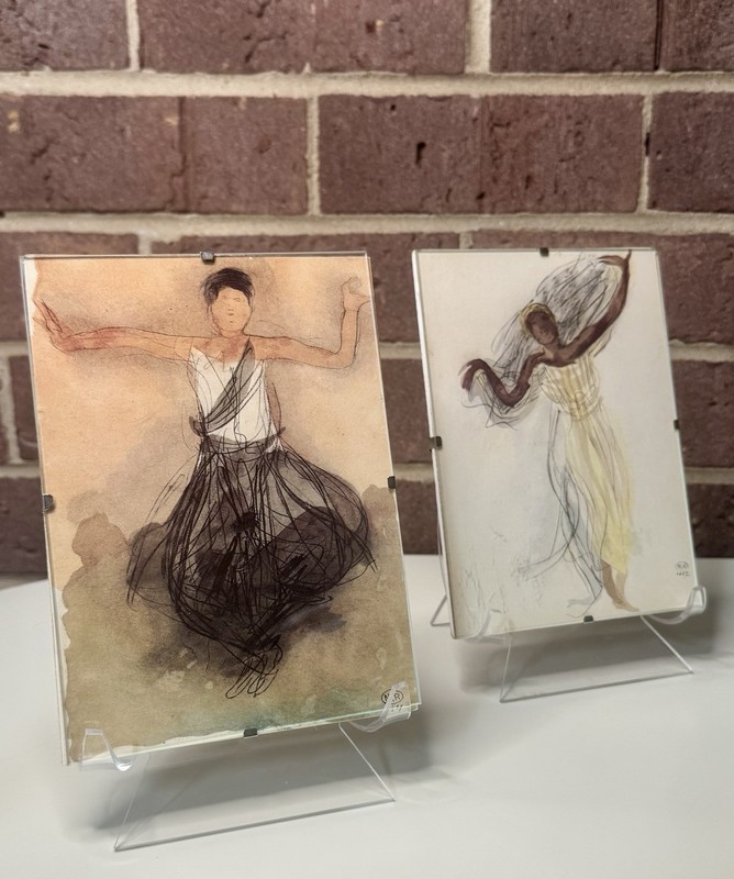 Cambodian Dancer Rodin Postcard Prints Set of 2 IKEA 2000 Framed Art