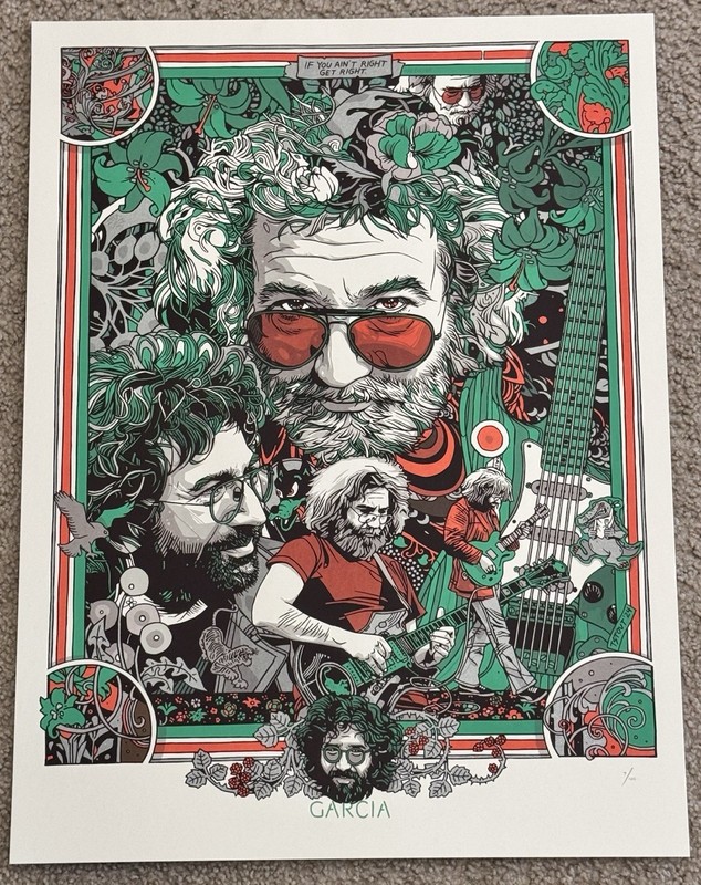 Tyler Stout Art Print Jerry Garcia from Grateful Dead Poster Ed 100 Get Right!