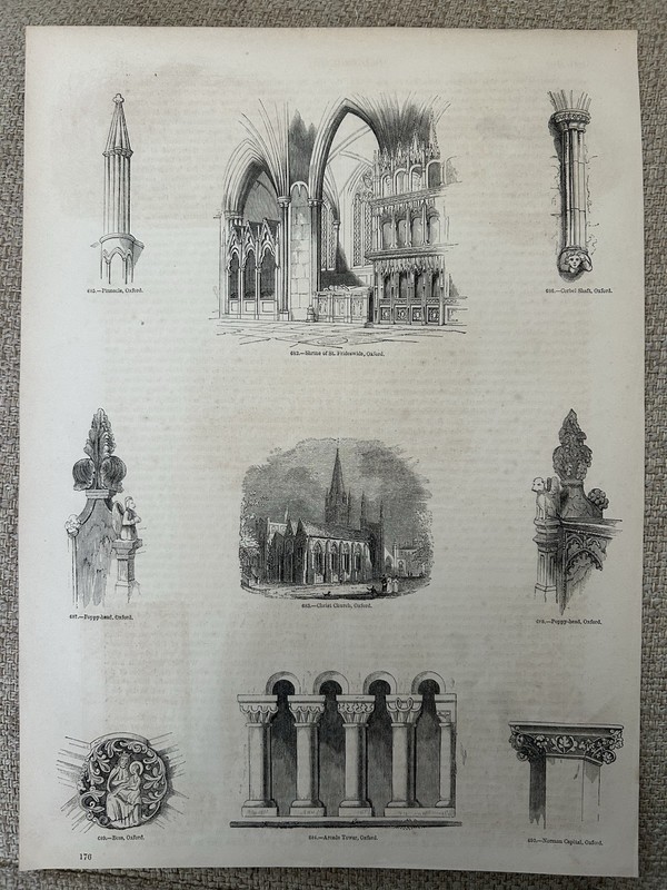 Christ Church Oxford & Shrine of St Frideswide – Victorian Engraving c1860s