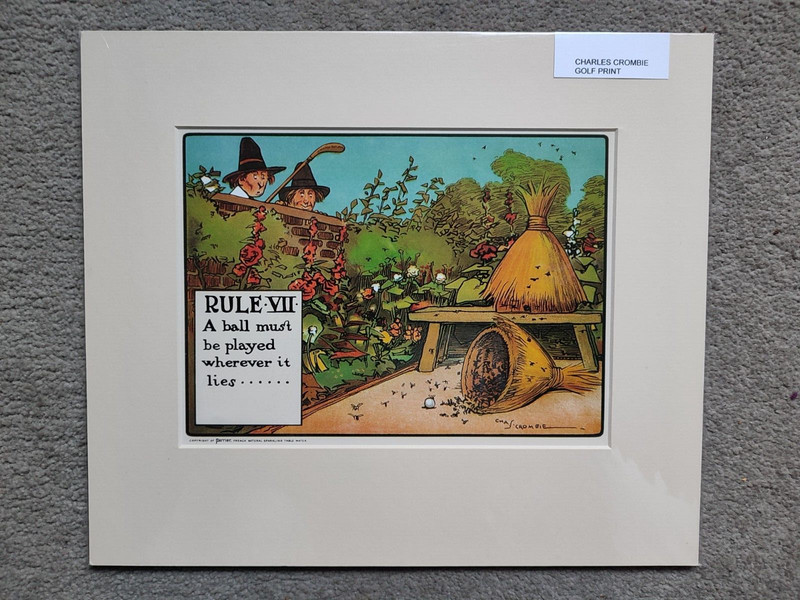 Charles Crombie Golf Print – Rule VII – Mounted – New & Sealed
